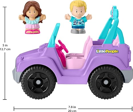 Fisher-Price Little People Barbie Toddler Toy Car Beach Cruiser with Music Sounds and 2 Figures for Pretend Play Kids Ages 18+ Months