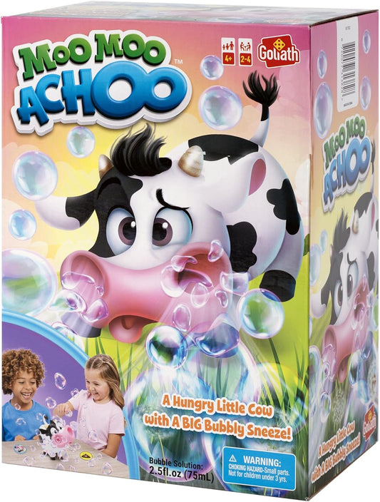 Goliath Moo Moo Achoo Game | Gather Clover Cards Before Moo Moo Sneezes Real Bubbles | 2-4 Players | Ages 4 and Up
