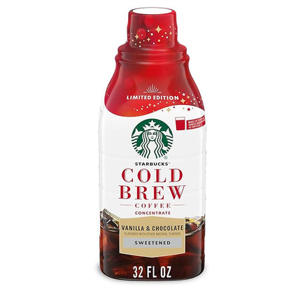 Starbucks Cold Brew Coffee Concentrate, Naturally Flavored Sweetened Vanilla & Chocolate Inspired by Irish Cream, Limited Edition, Multi-Serve Bottle (32 Fl Oz)