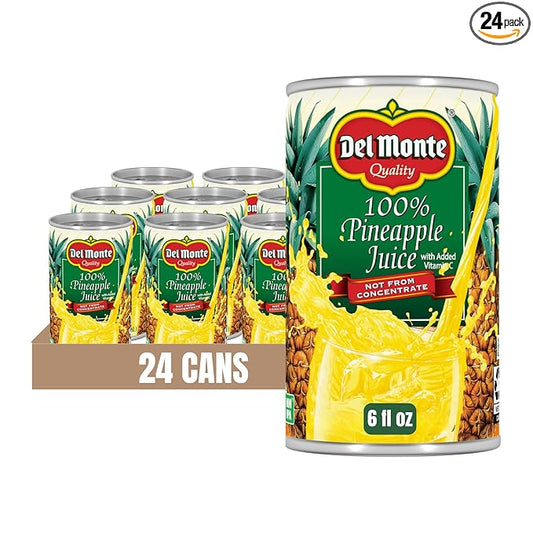 Del Monte 100% Pineapple Juice 24 cans, 6 fl oz.