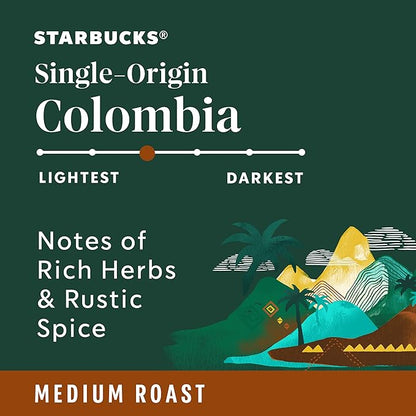 Starbucks Ground Coffee, Medium Roast Coffee, Colombia, 100% Arabica, 6 bags (12 oz each)