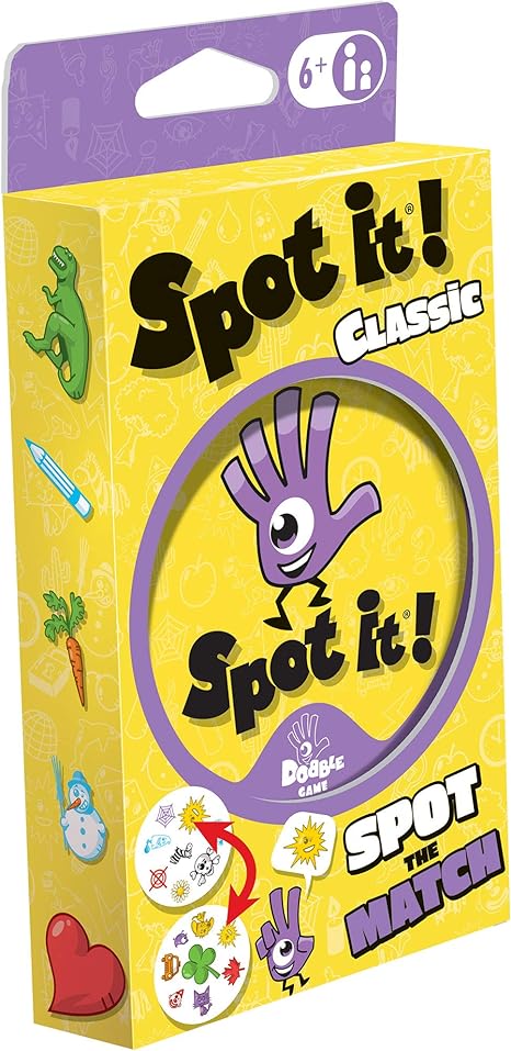 Spot It! Classic Card Game (Eco-Blister) - Fast Paced Family Fun! Matching Game for Game Night, Travel Game for Kids, Great Gift for Kids, Ages 6+, 2-8 Players, 15 Minute Playtime, Made by Zygomatic