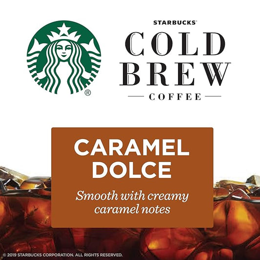 Starbucks Cold Brew Coffee, Caramel Dolce Flavored, Single-Serve Concentrate Pods, 6 boxes (36 capsules total)