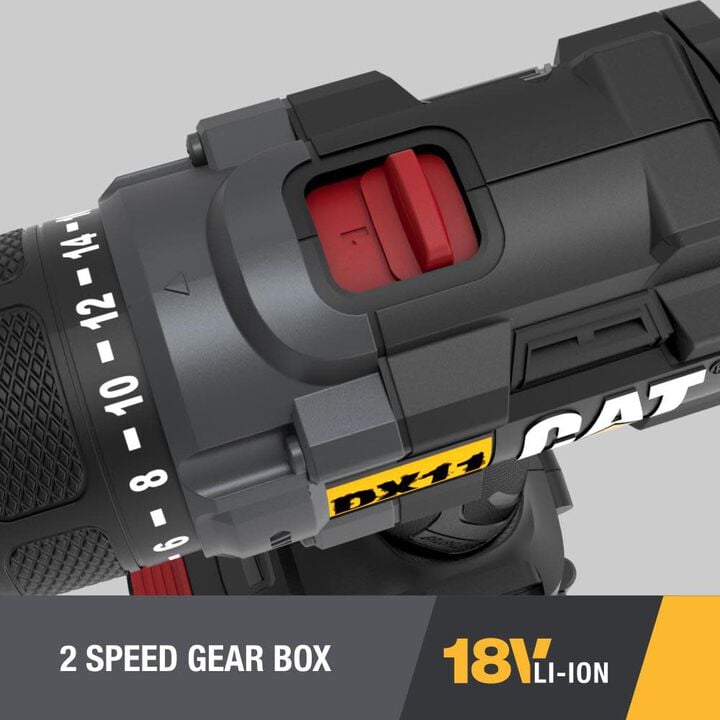 CAT 18V 1/2 in. Cordless Drill/Driver with Brushless Motor and Two Batteries