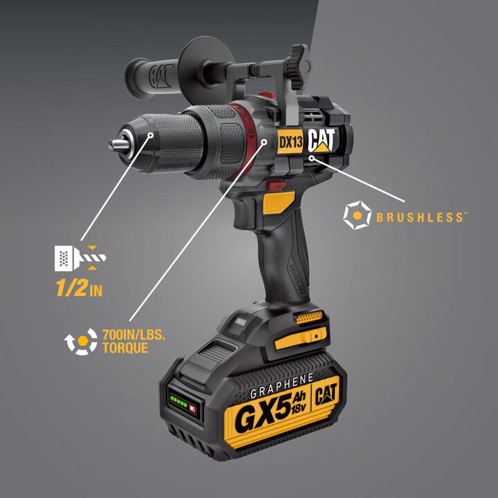 CAT 18V 1/2" Hammer Drill Kit with Graphene Battery