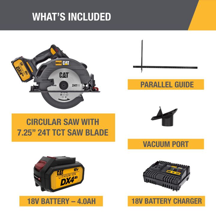 CAT 18V 7-1/4 in. Cordless Circular Saw with Brushless Motor