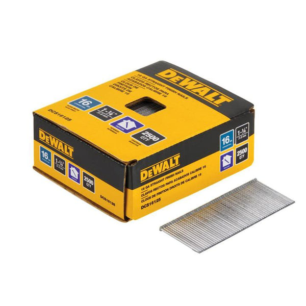 DEWALT 1-1/4 in. x 16-Gauge Glue Collated Straight Finish Nails (1000-Pack)