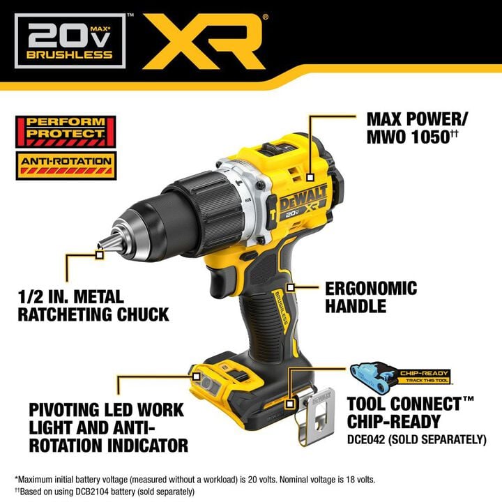 DEWALT 20V XR Brushless 1/2" Hammer Drill (Tool Only)