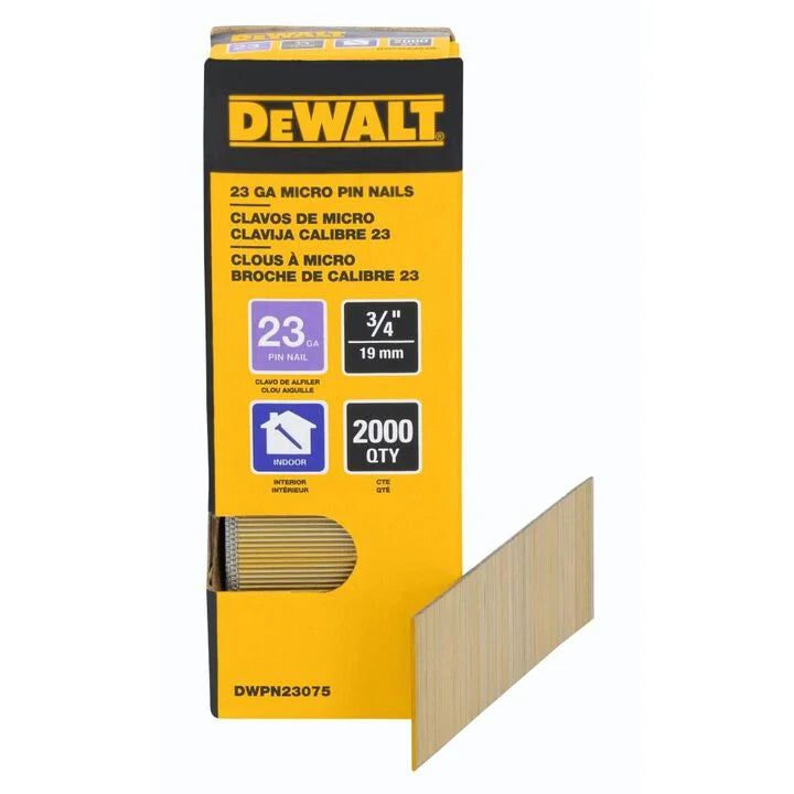 DEWALT 3/4 in. x 23-Gauge Bright Finish Pin Nails (2000-Pack)