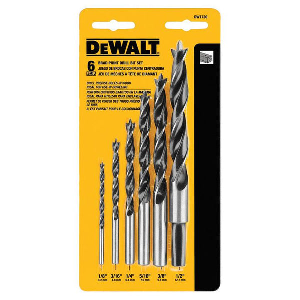 DEWALT High Speed Steel Brad-Point Drill Bit Set (6-Piece)