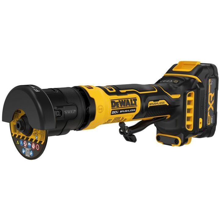 DEWALT Atomic 20-Volt MAX Lithium-Ion Cordless 3 in. Cutoff Tool Kit with 2-Oil Resistant 1.7 Ah Batteries, Charger and Kitbag