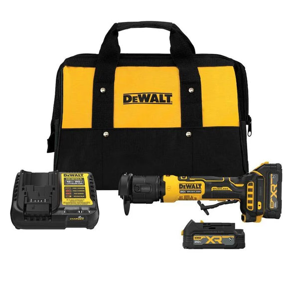 DEWALT Atomic 20-Volt MAX Lithium-Ion Cordless 3 in. Cutoff Tool Kit with 2-Oil Resistant 1.7 Ah Batteries, Charger and Kitbag