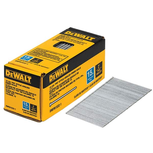 DEWALT 2 in. x 15-Gauge Angled Glue Collated Finish Nails (1000-Pack)
