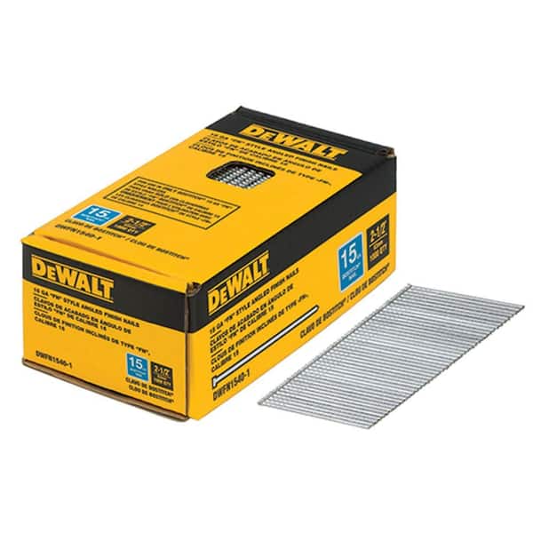 DEWALT 2-1/2 in. x 15-Gauge Bright Steel Angled Finish Nails (1000-Pack)