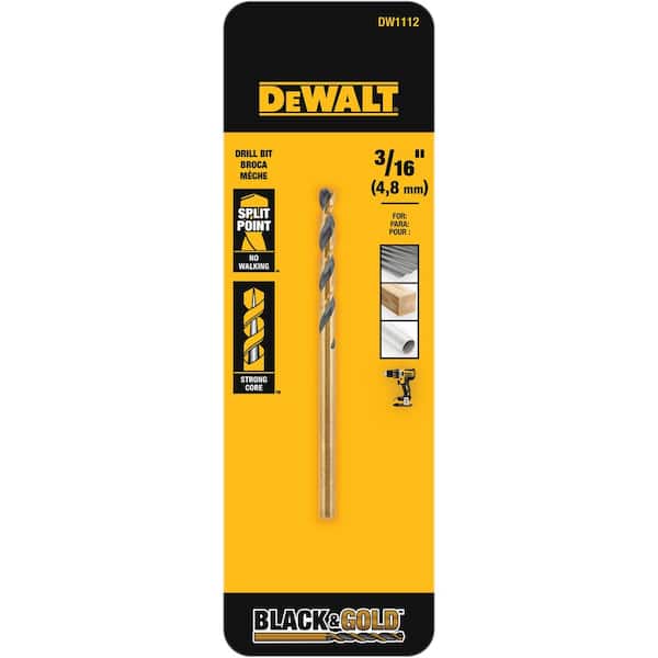 DEWALT 3/16 in. Black and Gold Split Point Drill Bit