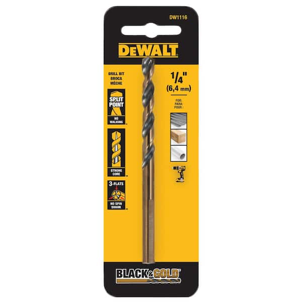 DEWALT 1/4 in. Black and Gold Split Point Twist Drill Bit