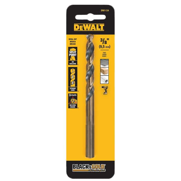 DEWALT 3/8 in. Black and Gold Split Point Twist Drill Bit