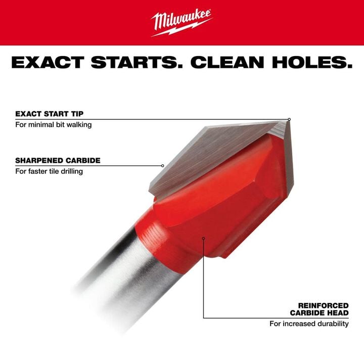 Milwaukee Carbide Glass and Tile Drill Bit Set (4-Pack)