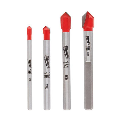 Milwaukee Carbide Glass and Tile Drill Bit Set (4-Pack)