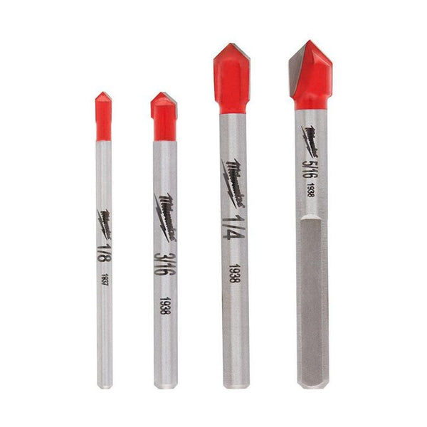 Milwaukee Carbide Glass and Tile Drill Bit Set (4-Pack)