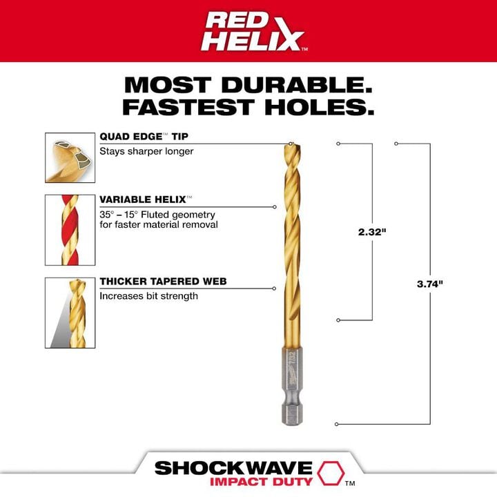 Milwaukee SHOCKWAVE 7/32 in. Titanium Drill Bit
