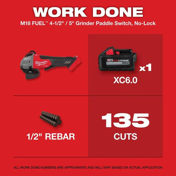 Milwaukee M18 18V Lithium-Ion Brushless Cordless 4-1/2 in./5 in. Grinder w/Paddle Switch (Tool-Only)