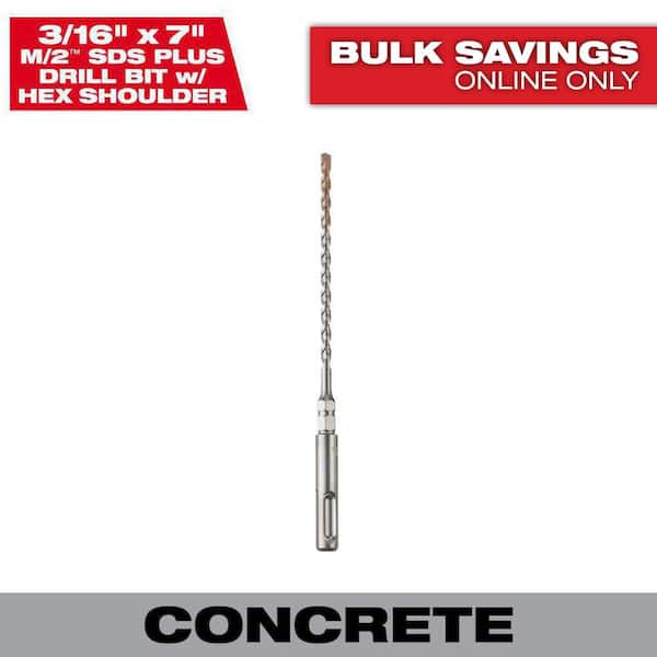 Milwaukee 3/16 in. x 7 in. 2-Cutter SDS-PLUS Carbide Drill Bit with 1/4 in. Hex Shoulder