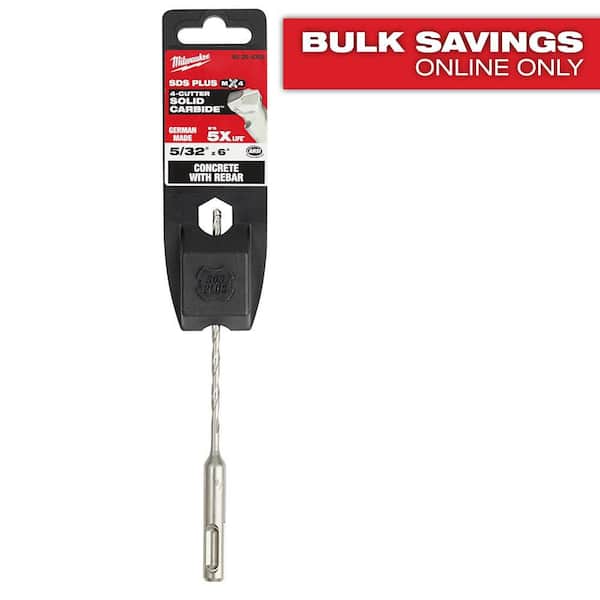 Milwaukee 5/32 in. x 4 in. x 6 in. 4-Cutter SDS-PLUS Carbide Drill Bit