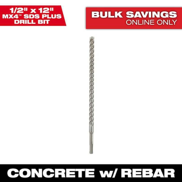 Milwaukee 1/2 in. x 12 in. 4-Cutter SDS-PLUS Carbide Drill Bit