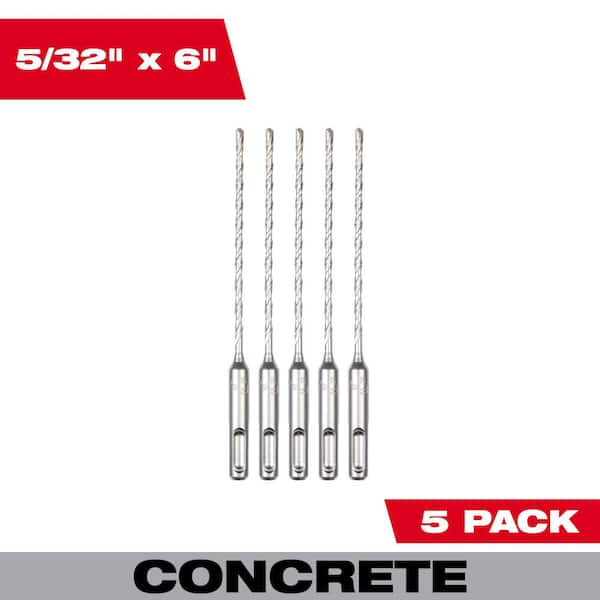 Milwaukee 5/32 in. x 6 in. 2-Cutter SDS-PLUS Carbide Drill Bits (5-Pack)