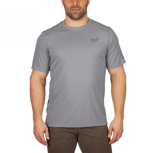 Milwaukee Gen II Men's WORKSKIN Large Gray Lightweight Performance Short-Sleeve T-Shirt