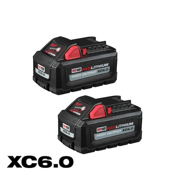 Milwaukee M18 18-Volt Lithium-Ion High Output 6.0Ah Battery Pack (2-Pack)
