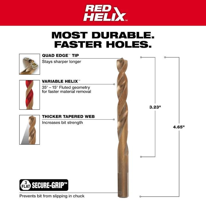 Milwaukee RED HELIX 3/8" Cobalt Drill Bit