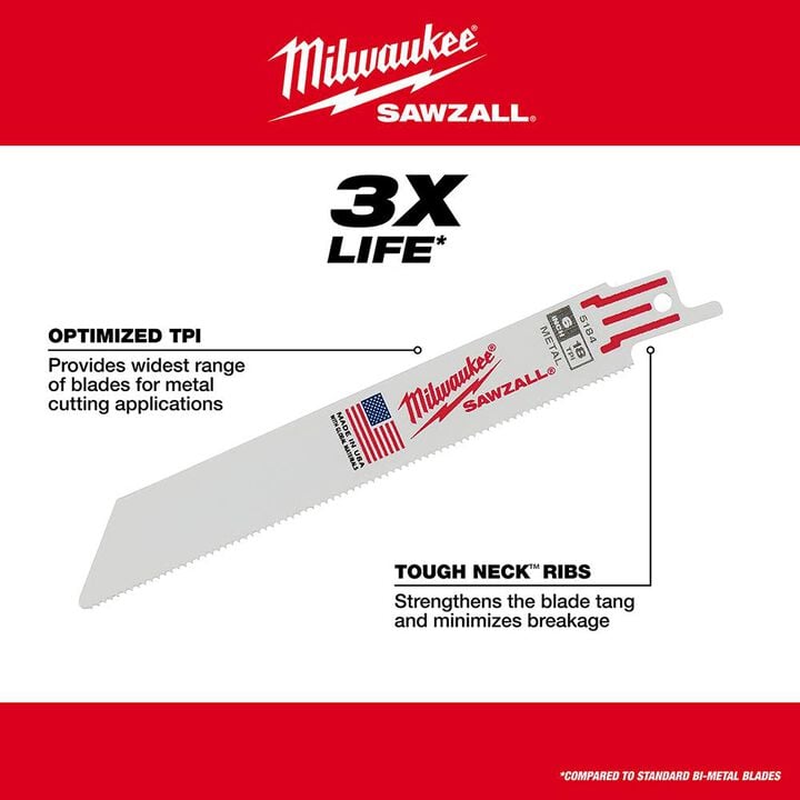 Milwaukee 13-Pc SAWZALL Bi-Metal Reciprocating Saw Blades for Wood & Metal with Nails