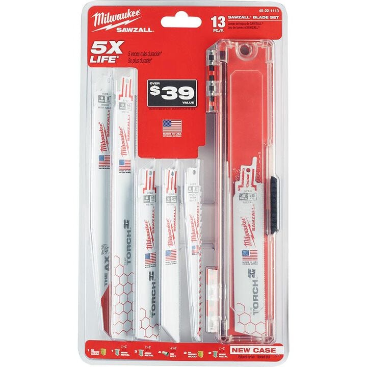 Milwaukee 13-Pc SAWZALL Bi-Metal Reciprocating Saw Blades for Wood & Metal with Nails