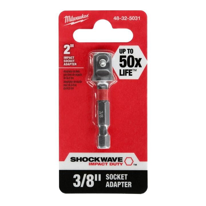 Milwaukee SHOCKWAVE Impact Duty 1/4 in. x 3/8 in. Alloy Steel Square Socket Adapter