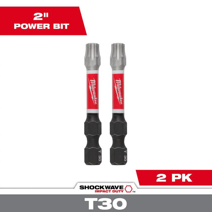 Milwaukee SHOCKWAVE Impact Duty 2 in. T30 Torx Alloy Steel Screw Driver Bit (2-Pack)