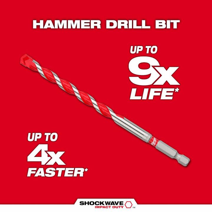 Milwaukee 5/16 in. x 4 in. x 6 in. SHOCKWAVE Carbide Hammer Drill Bit