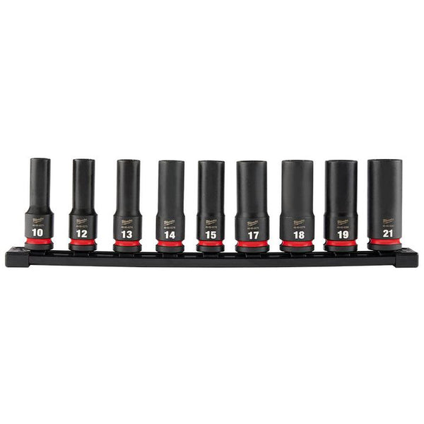 Milwaukee SHOCKWAVE 1/2 in. Drive Metric Deep Well 6-Point Impact Socket Set (9-Piece)