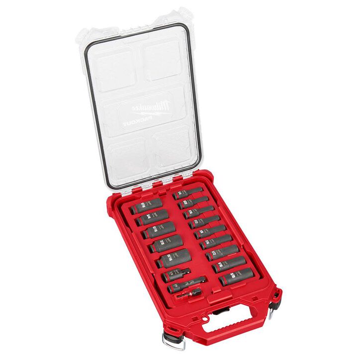 Milwaukee SHOCKWAVE Impact Duty 3/8 in. Drive SAE PACKOUT Deep Socket Set (17-Piece)
