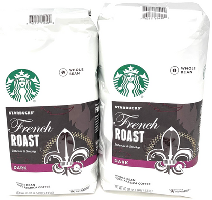 Starbucks French Roast Whole Bean Coffee (Pack of 2), 80 Oz