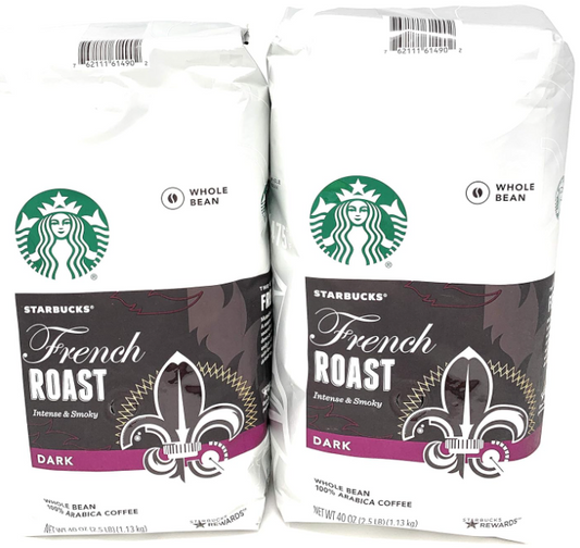 Starbucks French Roast Whole Bean Coffee (Pack of 2), 80 Oz